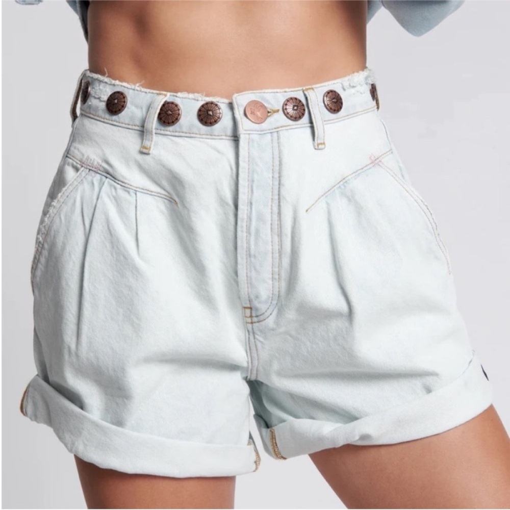 One Teaspoon Le Surf Streetwalker High Waist Denim Shorts Size 24 NWT Blue